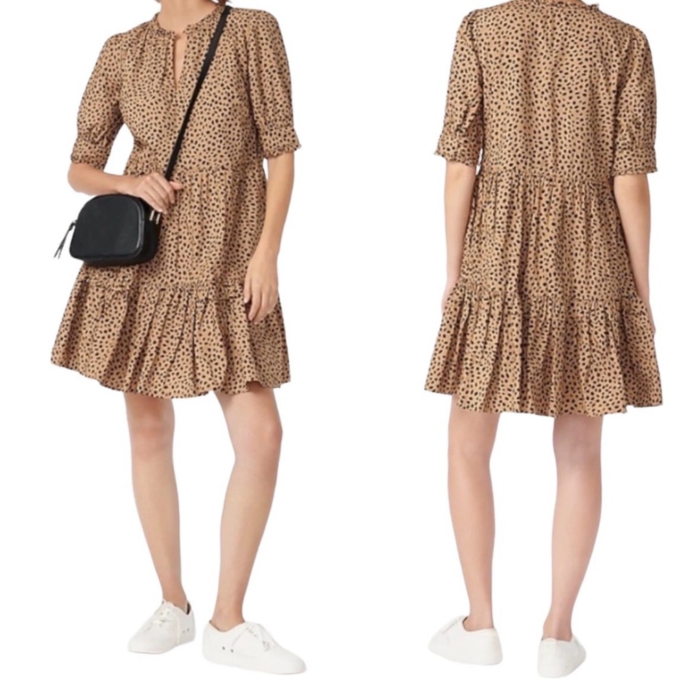 J Crew Cotton Dress. Leopard Print. Popover. Size Large.